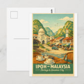 マレーシアのイポー市 レトロな旅 ポストカード (正面/裏面)
