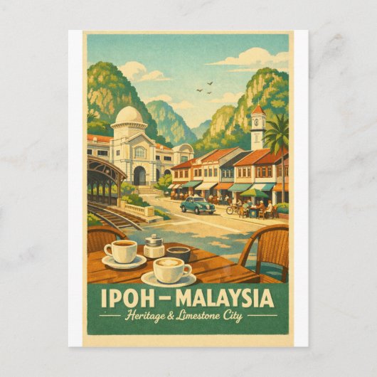 マレーシアのイポー市 レトロな旅 ポストカード (正面)