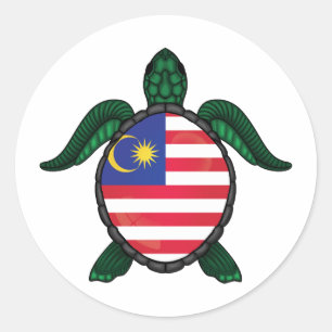 マレーシアのウミガメ国旗 ラウンドシール