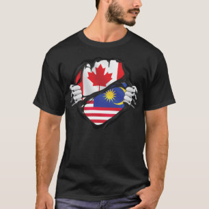 マレーシアのカナダ人手裂ルーツ国旗 Tシャツ