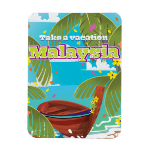 マレーシアのカートゥーン旅行ポスターアート マグネット