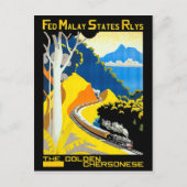 マレーシアのゴールデンチェルソネーズ、鉄道、列車、 ポストカード (正面)