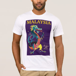 マレーシアのドラゴン ビンテージ スタイルの旅行ポスター Tシャツ