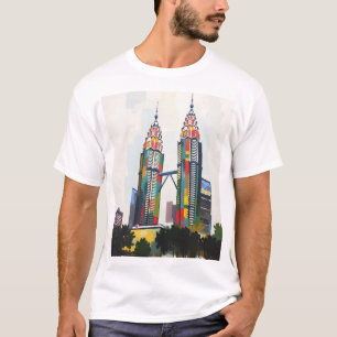 マレーシアのペトロナス塔のあるTシャツ Tシャツ
