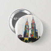 マレーシアのペトロナス・タワーズ付きバッジ 缶バッジ (正面&裏面)