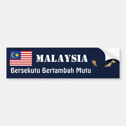 マレーシアの国旗と地図ステッカー バンパーステッカー (正面)