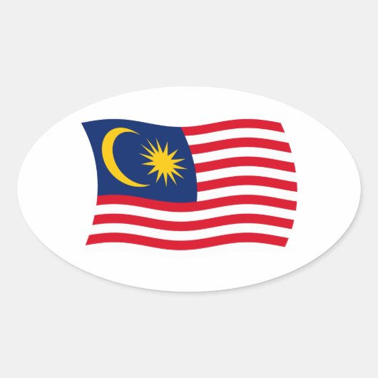 マレーシアの国旗ステッカー 楕円形シール (正面)