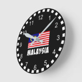 マレーシアの国旗 ラウンド壁時計 (傾斜)