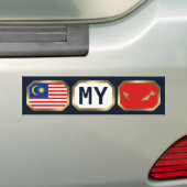 マレーシアの国旗・地図・国コードのステッカー バンパーステッカー (車上)