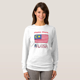 マレーシアの国旗 赤 カスタマイズ 女性 Tシャツ