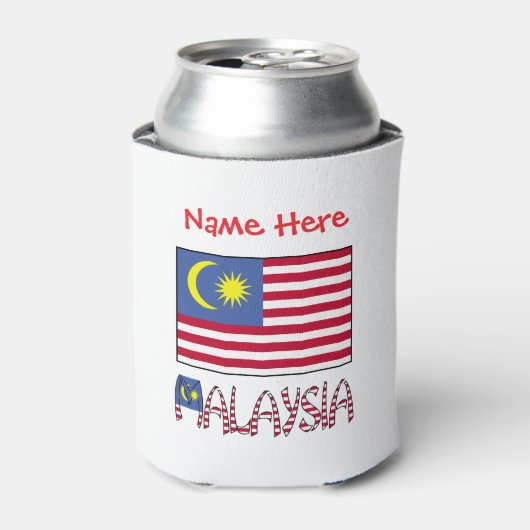 マレーシアの国旗 赤 個人名入り 缶クーラー (缶正面)