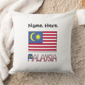 マレーシアの国旗 黒 パーソナライズ クッション (ブランケット)