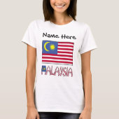 マレーシアの国旗 黒 パーソナライズ Tシャツ (正面)