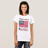 マレーシアの国旗 黒 パーソナライズ Tシャツ (正面フル)