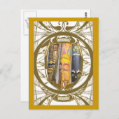 マレーシアの彫りマスク ポストカード (正面/裏面)