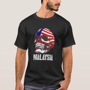 マレーシアの旗ドクロ マレーシアの誇り 愛国 Tシャツ