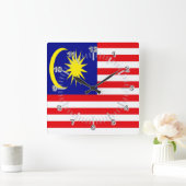 マレーシアの旗 スクエア壁時計 (ホーム)