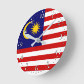 マレーシアの旗 ラウンド壁時計 (傾斜)