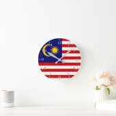 マレーシアの旗 ラウンド壁時計 (ホーム)
