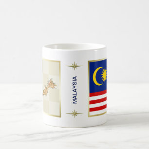 マレーシアの旗 + 地図のマグ コーヒーマグカップ