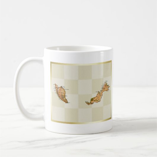 マレーシアの旗 + 地図のマグ コーヒーマグカップ (左)