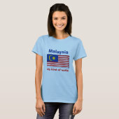 マレーシアの旗+地図+テキストTシャツ Tシャツ (正面フル)