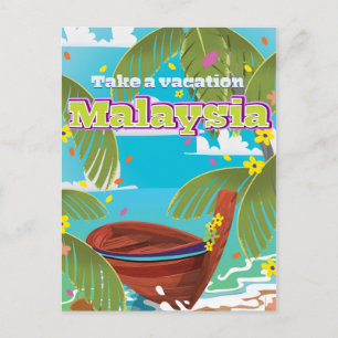 マレーシアの漫画の旅行ポスターアート ポストカード