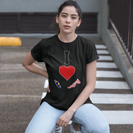 マレーシアの縦I愛マレーシア国旗のマップ女性 Tシャツ