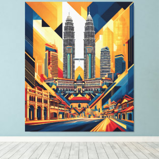 マレーシアの都市抽象芸術幾何学模様 キャンバスプリント