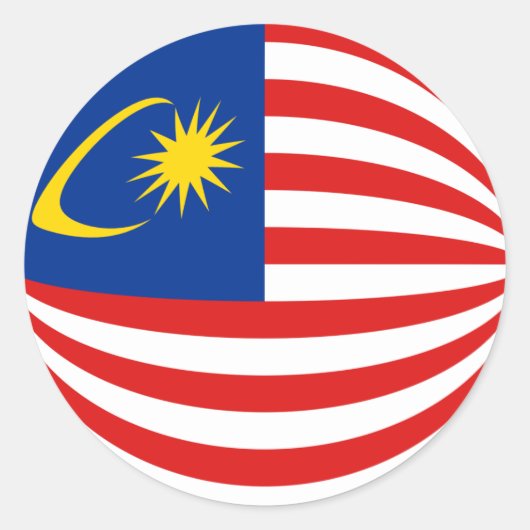 マレーシアの魚眼フラグステッカー ラウンドシール (正面)