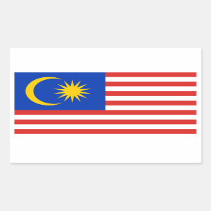 マレーシアまたはマレーシアかマレーの旗 長方形シール