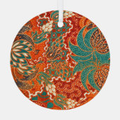 マレーシアろうけつ染め:美しいアートパターン。 ガラスオーナメント (裏面)