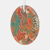 マレーシアろうけつ染め:美しいアートパターン。 ガラスオーナメント (正面左)