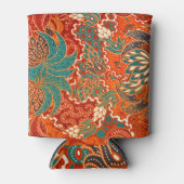 マレーシアろうけつ染め:美しいアートパターン。 缶クーラー (正面)