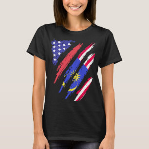 マレーシアアメリカパトリオット栽培ハート国旗ストライプ Tシャツ