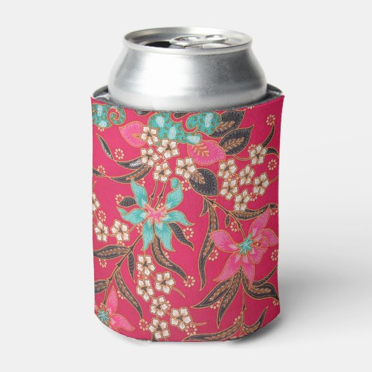 マレーシアインドネシアろうけつ染めアートパターン 缶クーラー (缶正面)