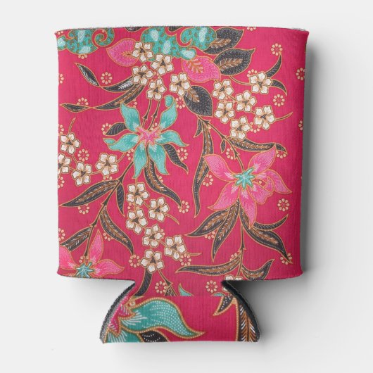 マレーシアインドネシアろうけつ染めアートパターン 缶クーラー (正面)