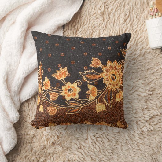 マレーシアインドネシアろうけつ染めアート美しい クッション (ブランケット)