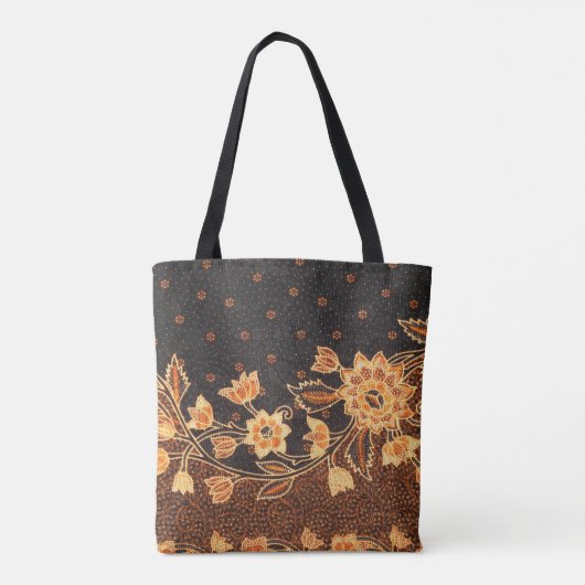 マレーシアインドネシアろうけつ染めアート美しい トートバッグ (裏面)