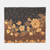 マレーシアインドネシアろうけつ染めアート美しい フリースブランケット (正面(横))