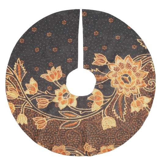 マレーシアインドネシアろうけつ染めアート美しい ブラッシュドポリエステルツリースカート (正面)