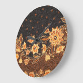 マレーシアインドネシアろうけつ染めアート美しい ラージ壁時計 (傾斜)