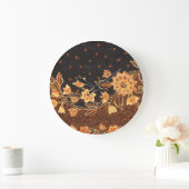 マレーシアインドネシアろうけつ染めアート美しい ラージ壁時計 (ホーム)