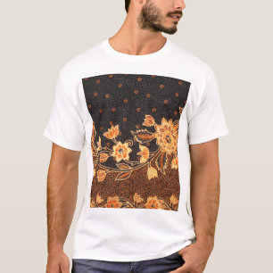 マレーシアインドネシアろうけつ染めアート美しい Tシャツ