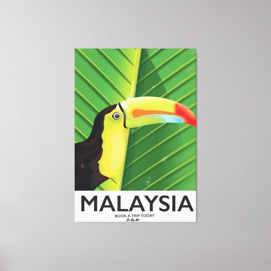 マレーシアオオハシの旅行ポスター キャンバスプリント (正面)