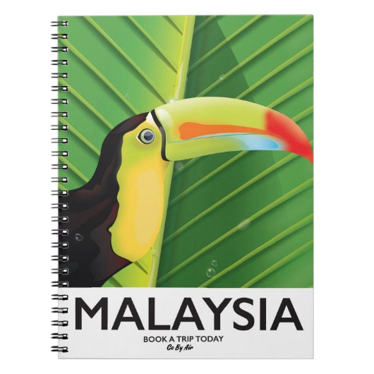 マレーシアオオハシの旅行ポスター ノートブック (正面)