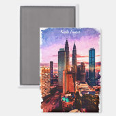 マレーシアクアラルンプールスカイライン マグネット (正面/裏面)