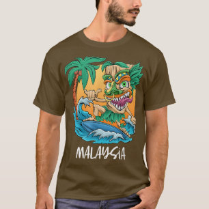 マレーシアパームツリーサーフィンビーチバケーションティキマン Tシャツ