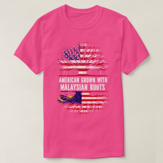 マレーシアルーツUSA国旗で育ったアメリカ人 Tシャツ (デザイン正面)