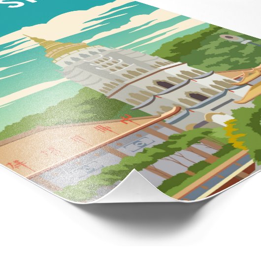 マレーシアヴィンテージミニマルレトロ旅行ポスター フォトプリント            (角)